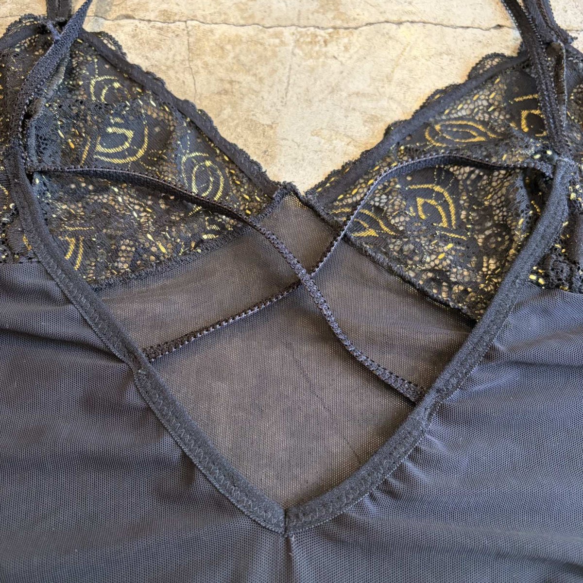画像7: BLACK COLOR LACE LINGERIE CAMISOLE / Ladies S~M (7)