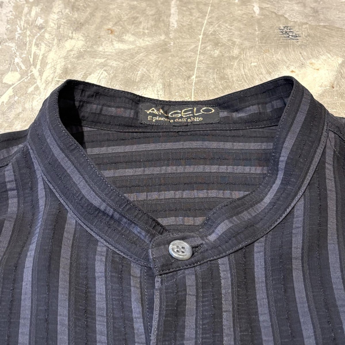 画像10: ALL OVER STRIPE PATTERN BAND COLLAR L/S SHIRT / Mens XL (10)