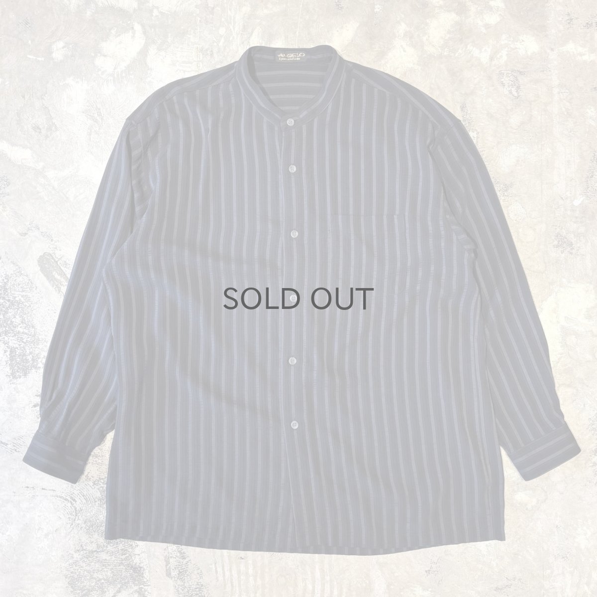 画像1: ALL OVER STRIPE PATTERN BAND COLLAR L/S SHIRT / Mens XL (1)