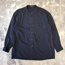画像1: ALL OVER STRIPE PATTERN BAND COLLAR L/S SHIRT / Mens XL (1)