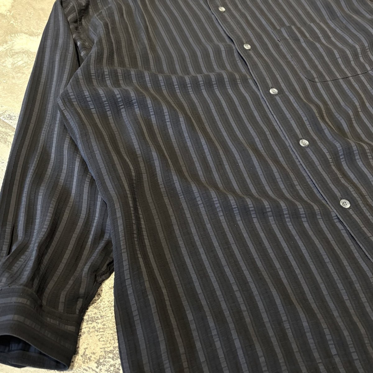 画像5: ALL OVER STRIPE PATTERN BAND COLLAR L/S SHIRT / Mens XL (5)