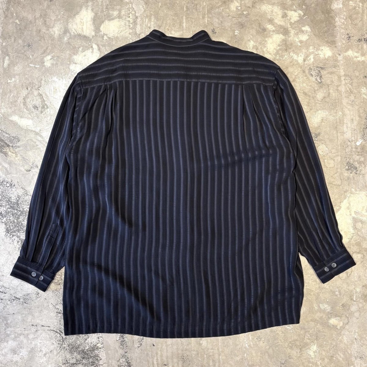 画像2: ALL OVER STRIPE PATTERN BAND COLLAR L/S SHIRT / Mens XL (2)