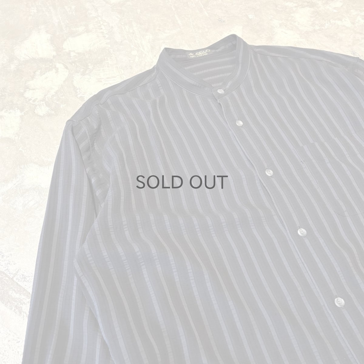 画像3: ALL OVER STRIPE PATTERN BAND COLLAR L/S SHIRT / Mens XL (3)