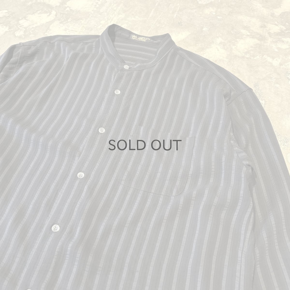 画像4: ALL OVER STRIPE PATTERN BAND COLLAR L/S SHIRT / Mens XL (4)