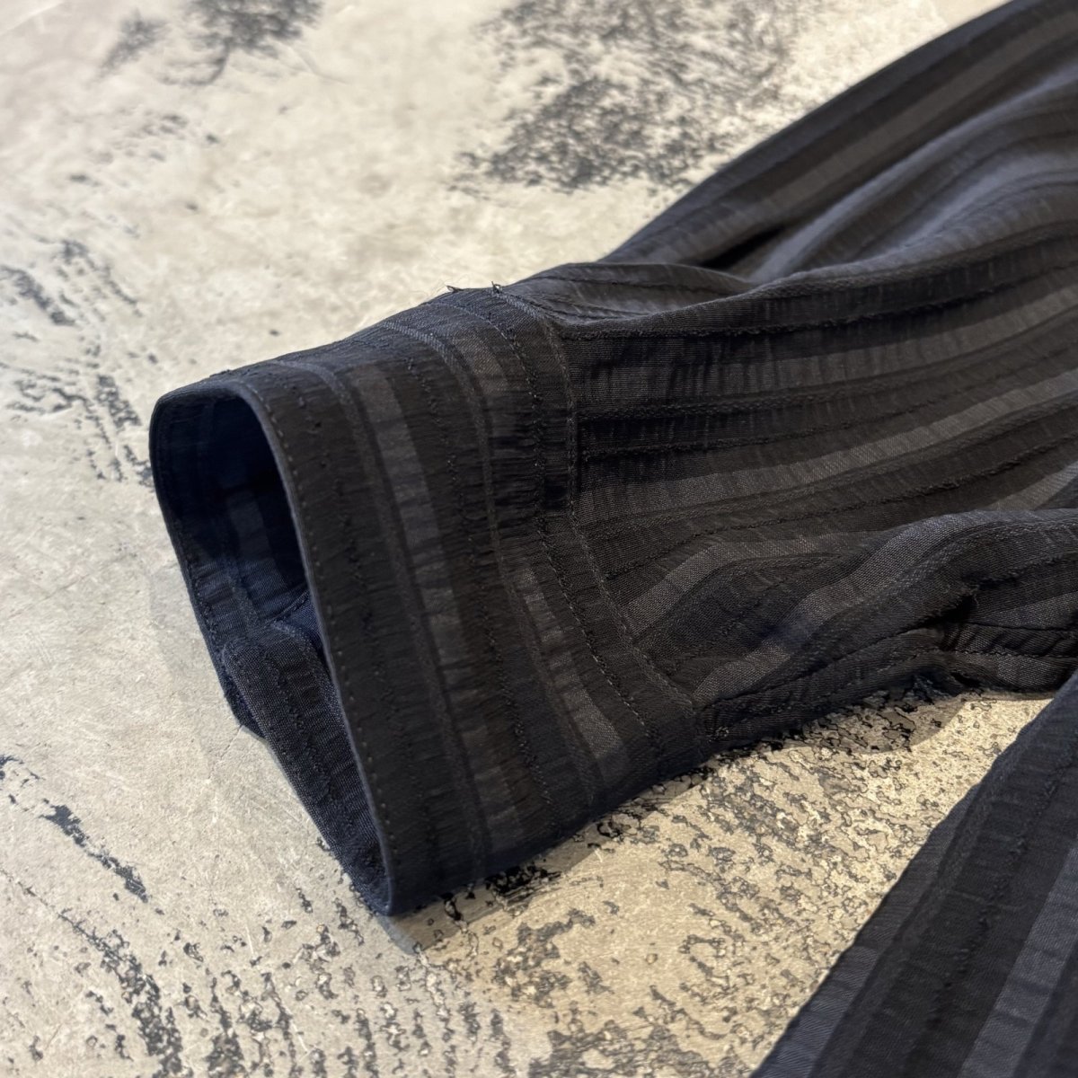 画像7: ALL OVER STRIPE PATTERN BAND COLLAR L/S SHIRT / Mens XL (7)