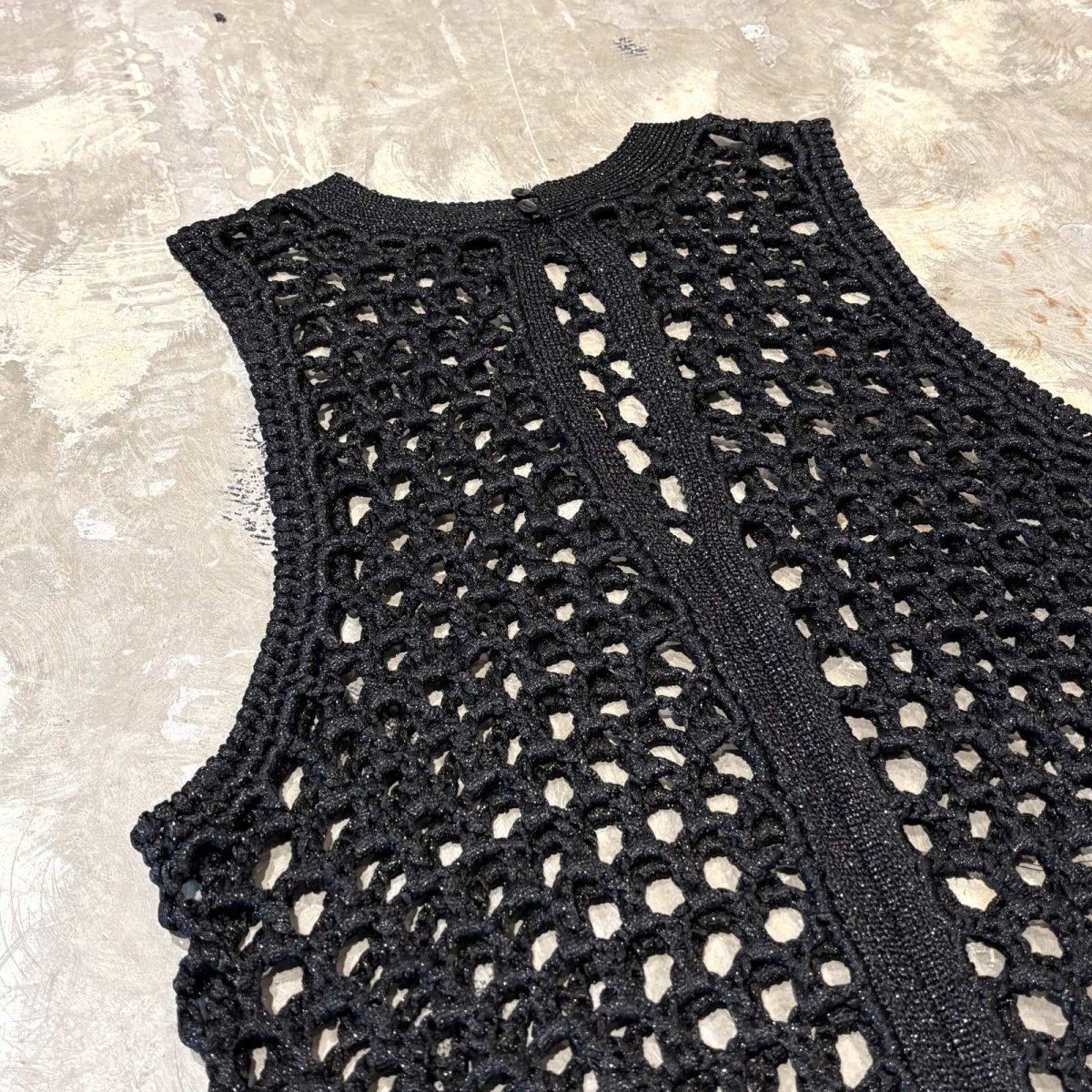 画像3: LAME MIX BAND COLLAR MESH KNIT VEST / Mens M~L (3)