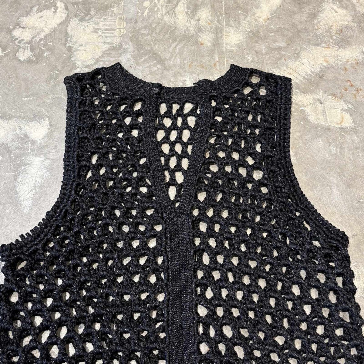 画像12: LAME MIX BAND COLLAR MESH KNIT VEST / Mens M~L (12)