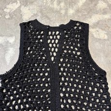 画像12: LAME MIX BAND COLLAR MESH KNIT VEST / Mens M~L (12)
