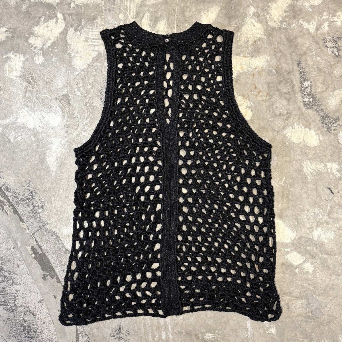 画像1: LAME MIX BAND COLLAR MESH KNIT VEST / Mens M~L (1)
