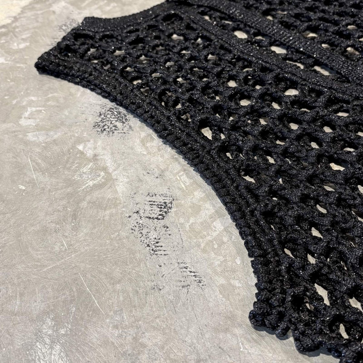 画像8: LAME MIX BAND COLLAR MESH KNIT VEST / Mens M~L (8)