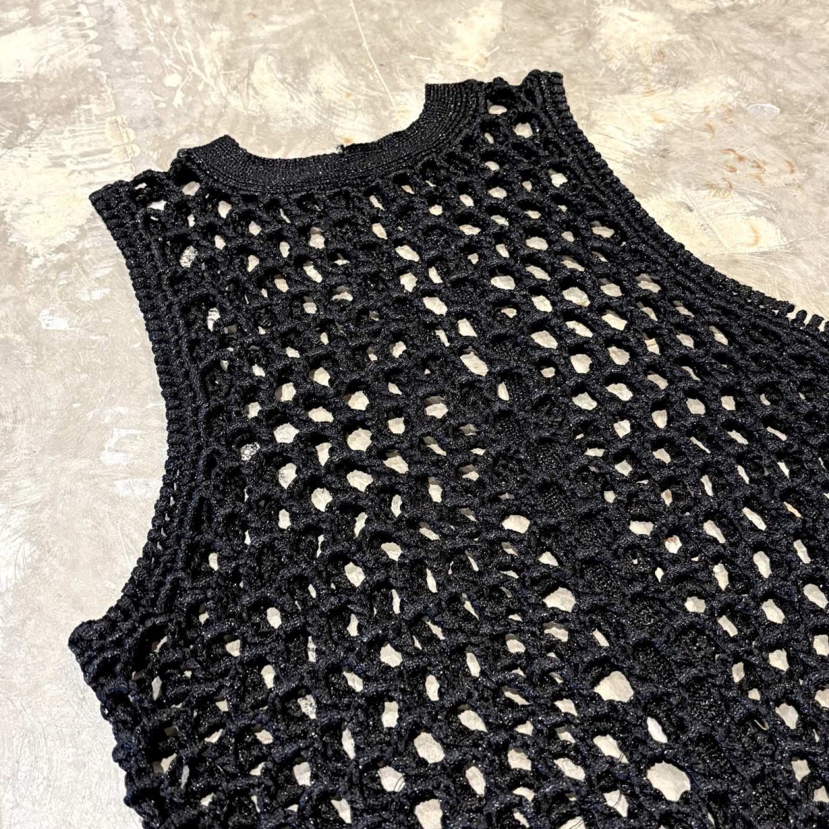 画像9: LAME MIX BAND COLLAR MESH KNIT VEST / Mens M~L (9)