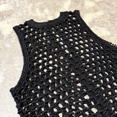画像9: LAME MIX BAND COLLAR MESH KNIT VEST / Mens M~L (9)