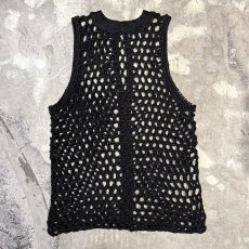 画像2: LAME MIX BAND COLLAR MESH KNIT VEST / Mens M~L (2)
