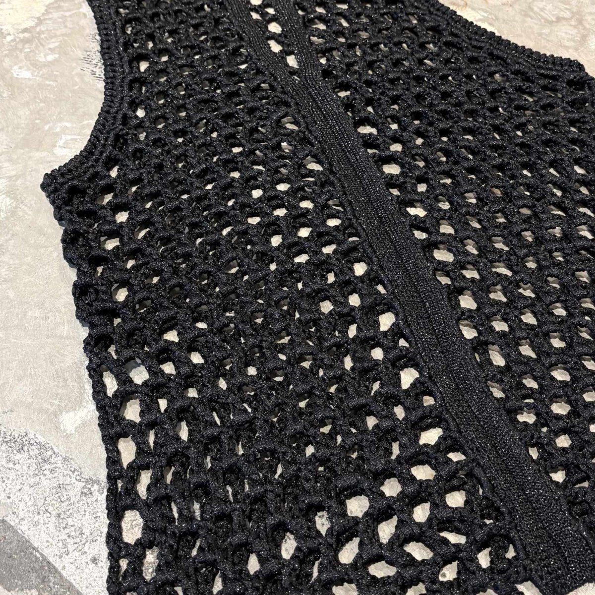 画像5: LAME MIX BAND COLLAR MESH KNIT VEST / Mens M~L (5)