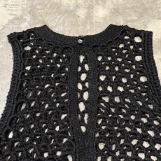 画像11: LAME MIX BAND COLLAR MESH KNIT VEST / Mens M~L (11)