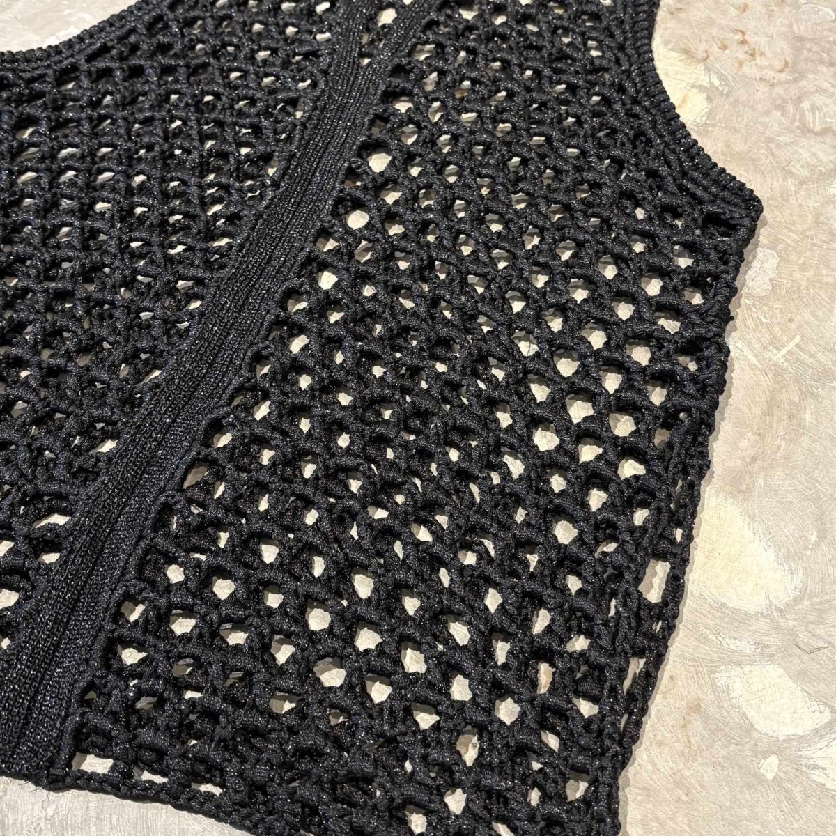 画像6: LAME MIX BAND COLLAR MESH KNIT VEST / Mens M~L (6)
