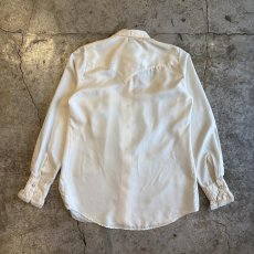 画像2: OLD POINT LACE DESIGN FRILL BLOUSE / Ladies M / MADE IN USA (2)