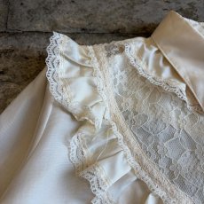 画像5: OLD POINT LACE DESIGN FRILL BLOUSE / Ladies M / MADE IN USA (5)