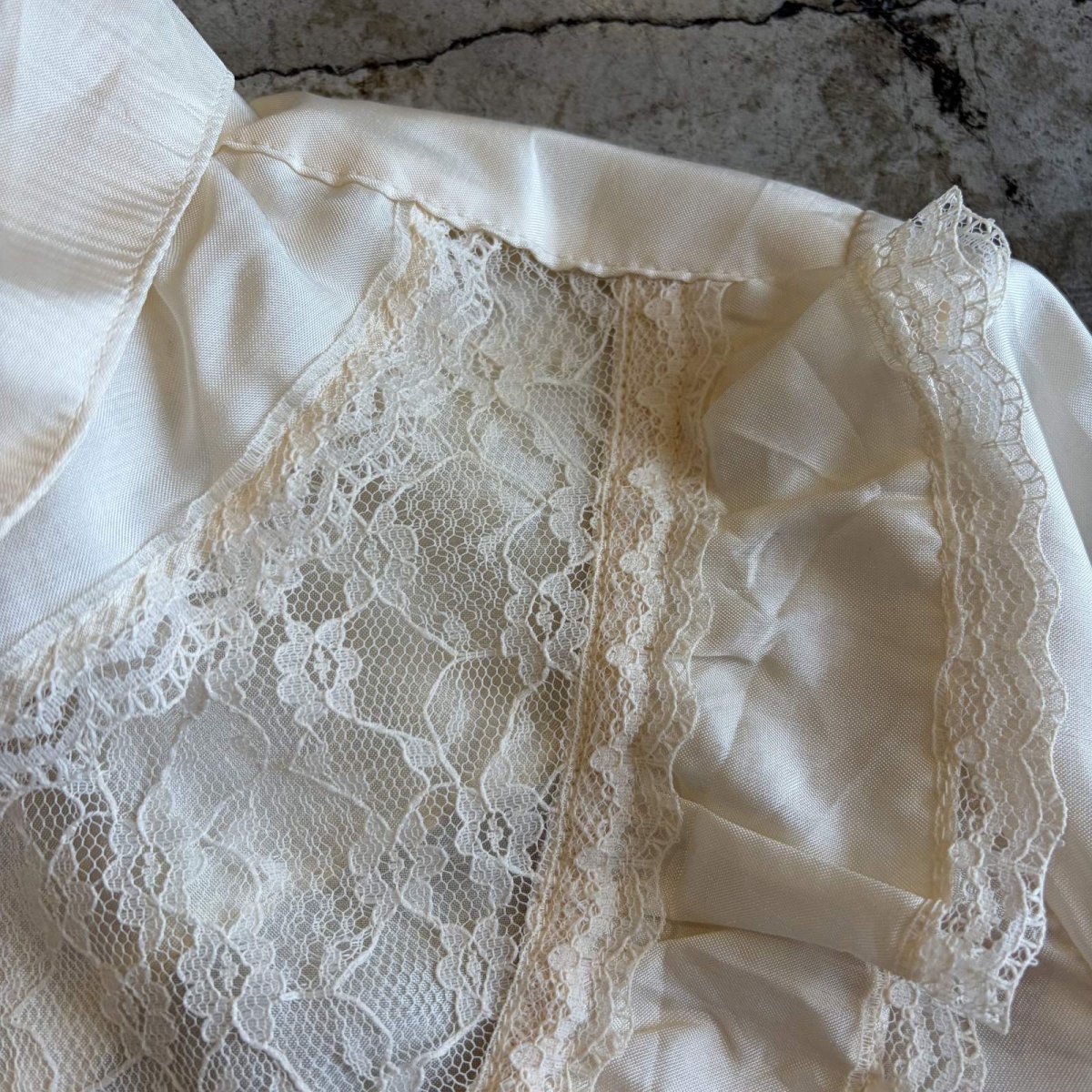 画像10: OLD POINT LACE DESIGN FRILL BLOUSE / Ladies M / MADE IN USA (10)