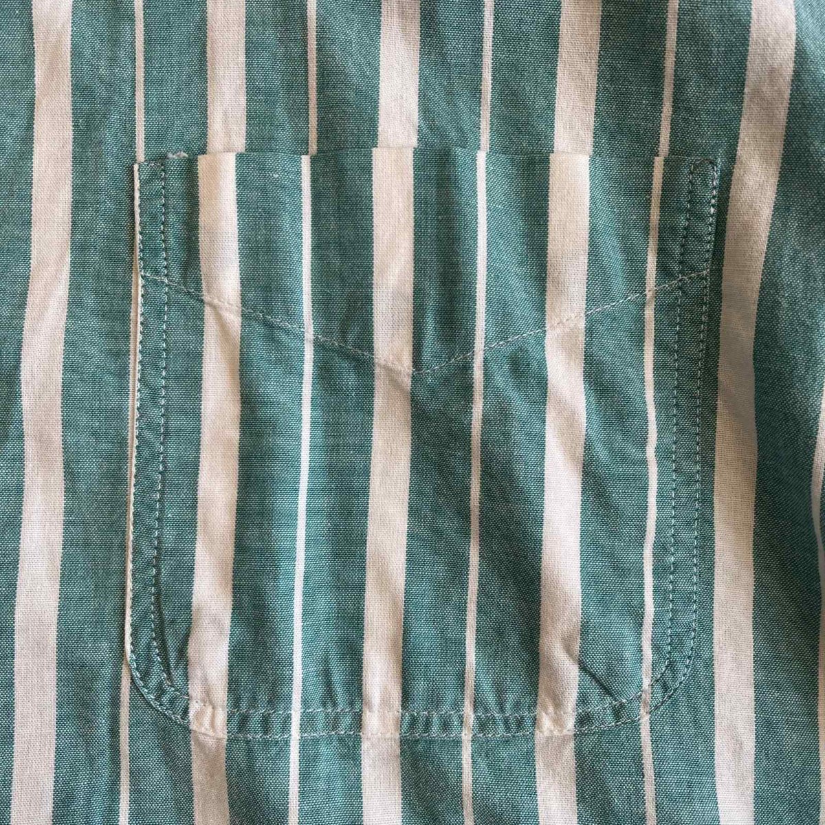 画像11: V NECK ONE POCKET DESIGN STRIPE PATTERN L/S SHIRT / Ladies XL (11)