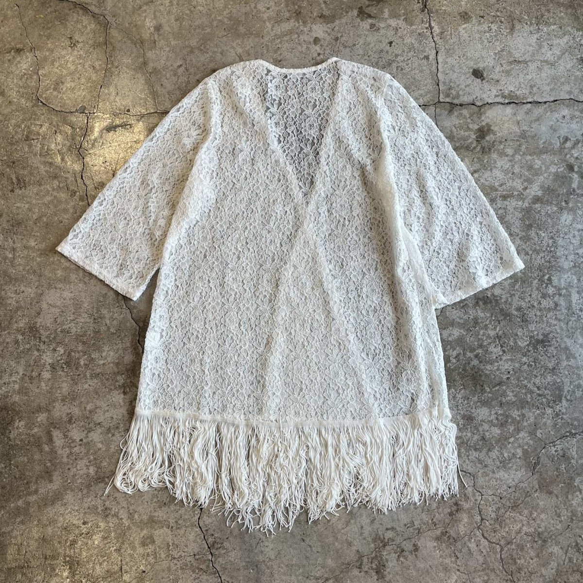 画像2: DOWN FRINGE DESIGN LACE CARDIGAN / Ladies M(L) (2)