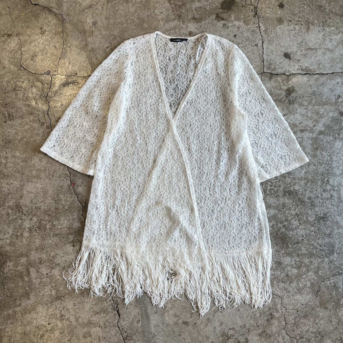 画像1: DOWN FRINGE DESIGN LACE CARDIGAN / Ladies M(L) (1)