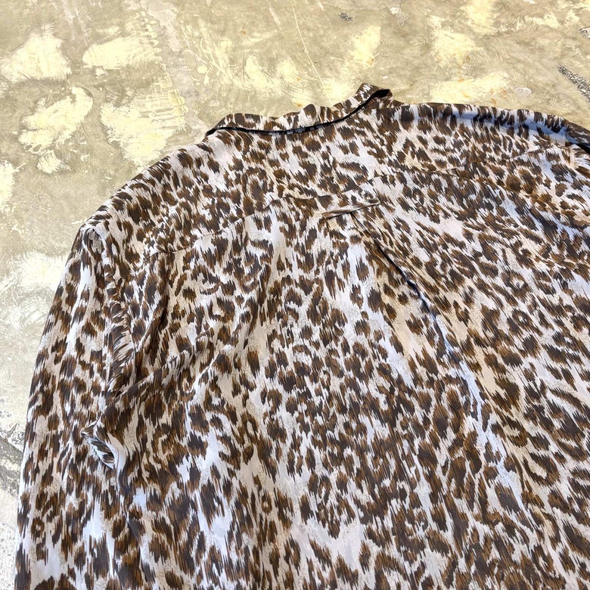 画像9: ALL OVER LEOPARD PATTERN OPEN COLLAR SHEER L/S SHIRT / Mens L (9)