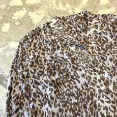 画像3: ALL OVER LEOPARD PATTERN OPEN COLLAR SHEER L/S SHIRT / Mens L (3)
