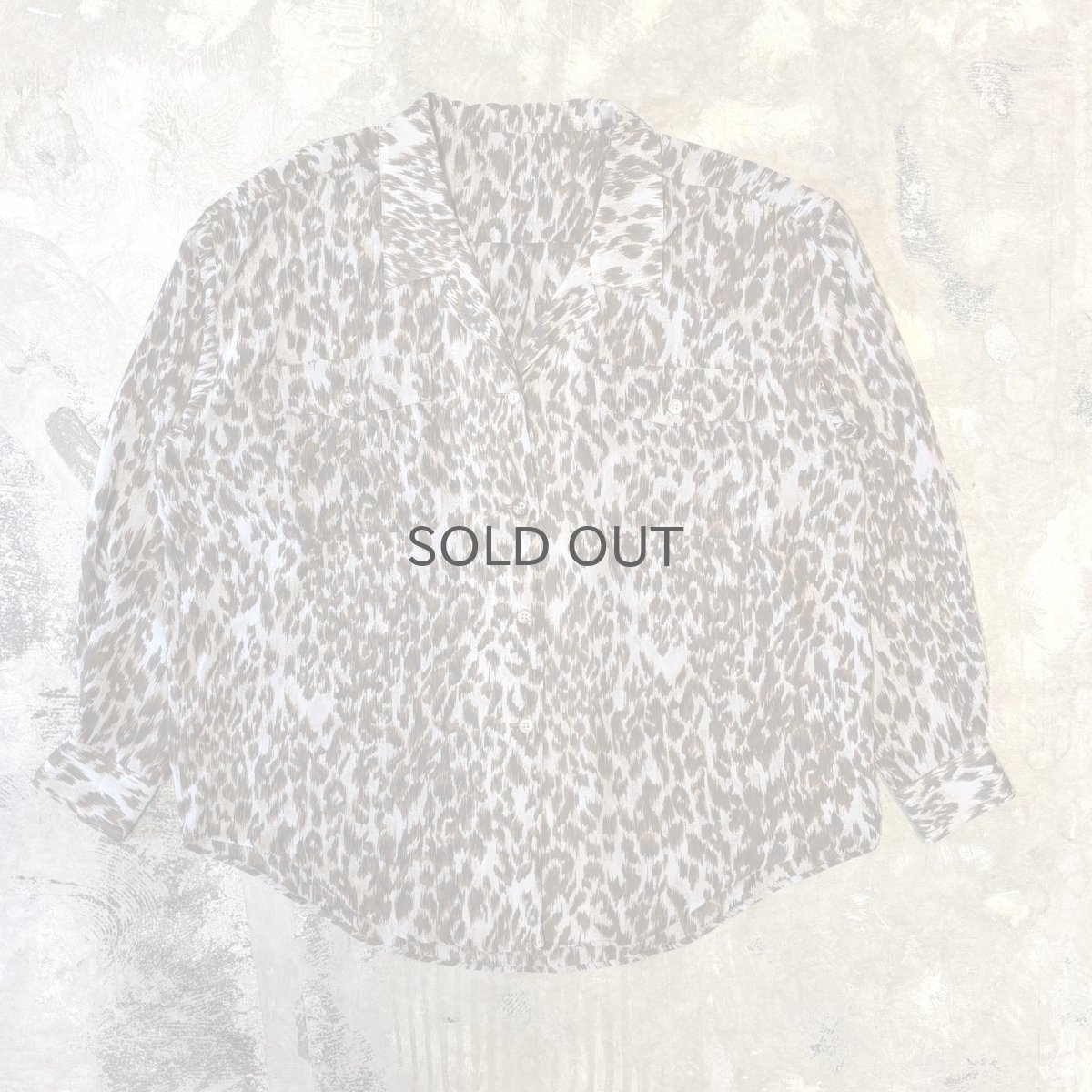 画像1: ALL OVER LEOPARD PATTERN OPEN COLLAR SHEER L/S SHIRT / Mens L (1)