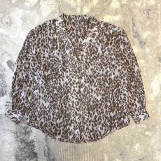 画像1: ALL OVER LEOPARD PATTERN OPEN COLLAR SHEER L/S SHIRT / Mens L (1)