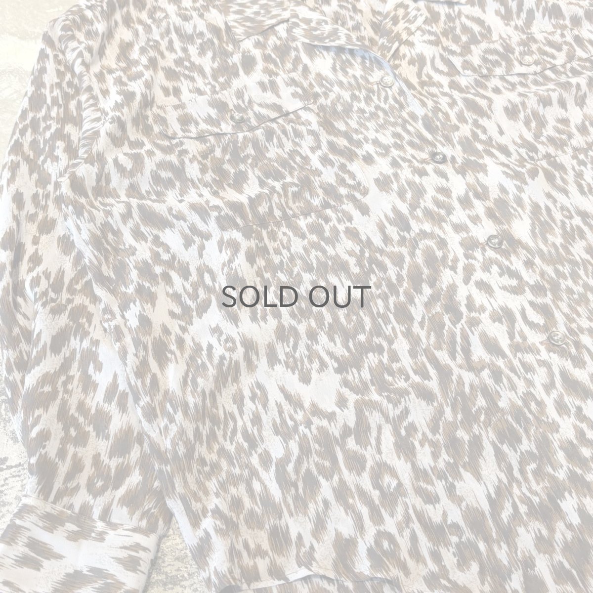 画像5: ALL OVER LEOPARD PATTERN OPEN COLLAR SHEER L/S SHIRT / Mens L (5)