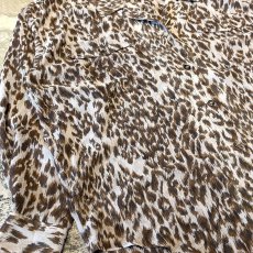 画像5: ALL OVER LEOPARD PATTERN OPEN COLLAR SHEER L/S SHIRT / Mens L (5)