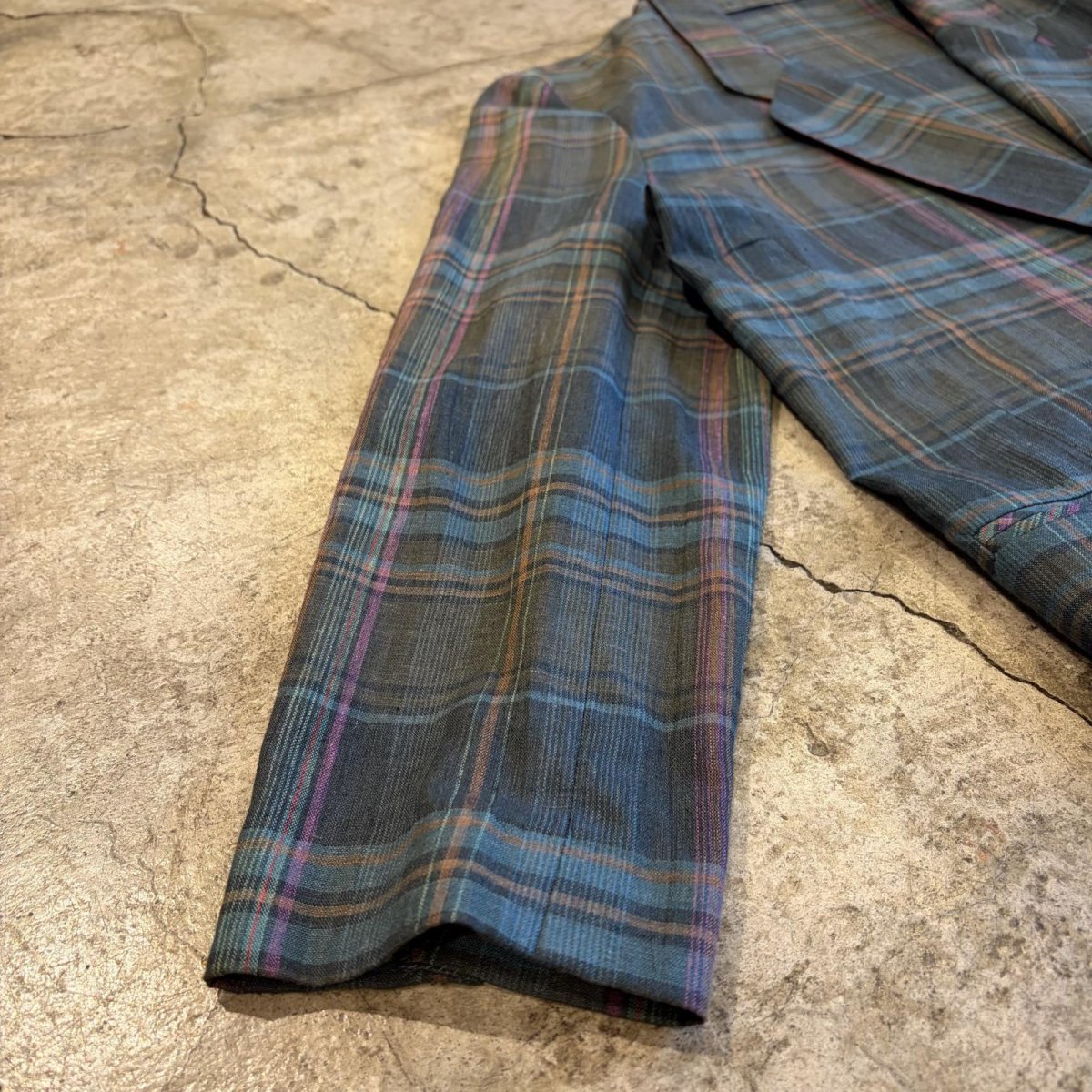 画像4: COLOR CHECK ALL OVER PATTERN LIGHT DESIGN JACKET / Ladies L (4)
