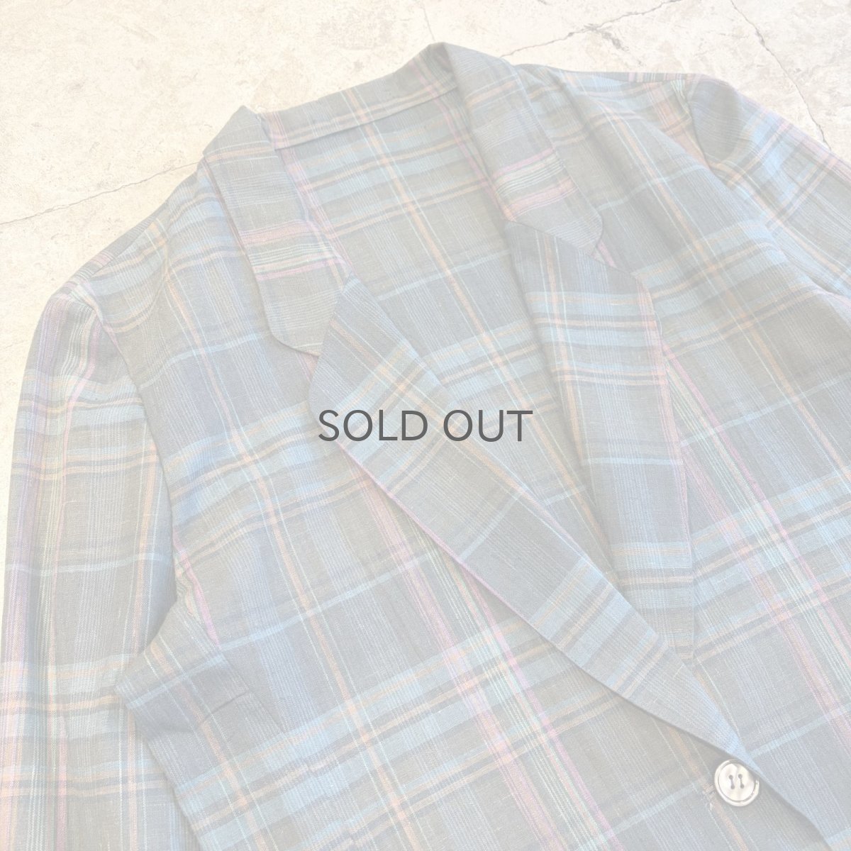 画像3: COLOR CHECK ALL OVER PATTERN LIGHT DESIGN JACKET / Ladies L (3)