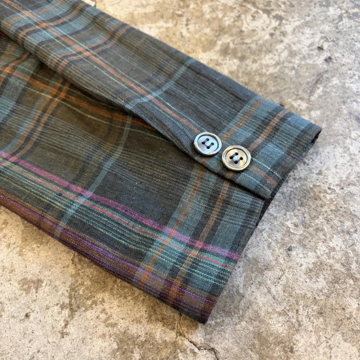 画像9: COLOR CHECK ALL OVER PATTERN LIGHT DESIGN JACKET / Ladies L (9)
