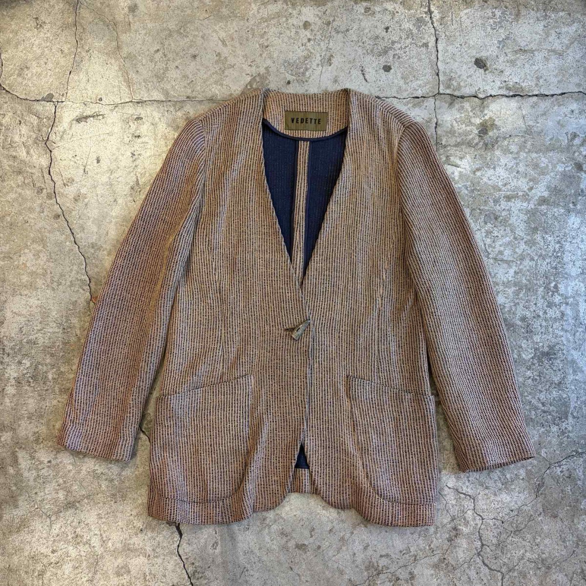 画像1: NO COLLAR DESIGN MESH TAILORED JACKET / Ladies L (1)
