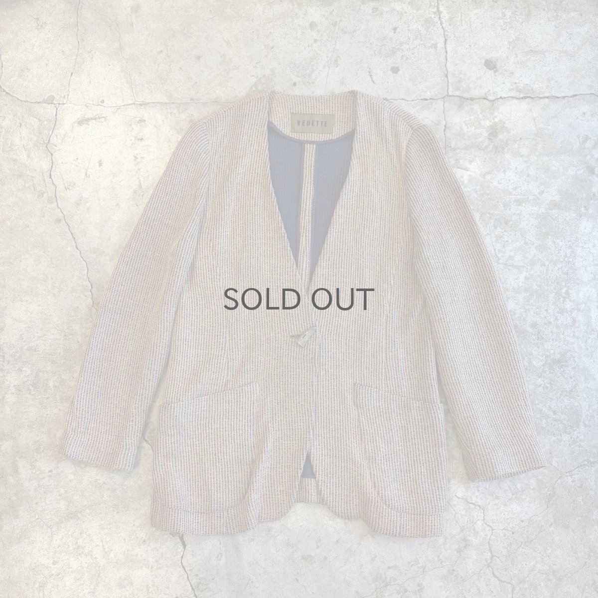 画像1: NO COLLAR DESIGN MESH TAILORED JACKET / Ladies L (1)
