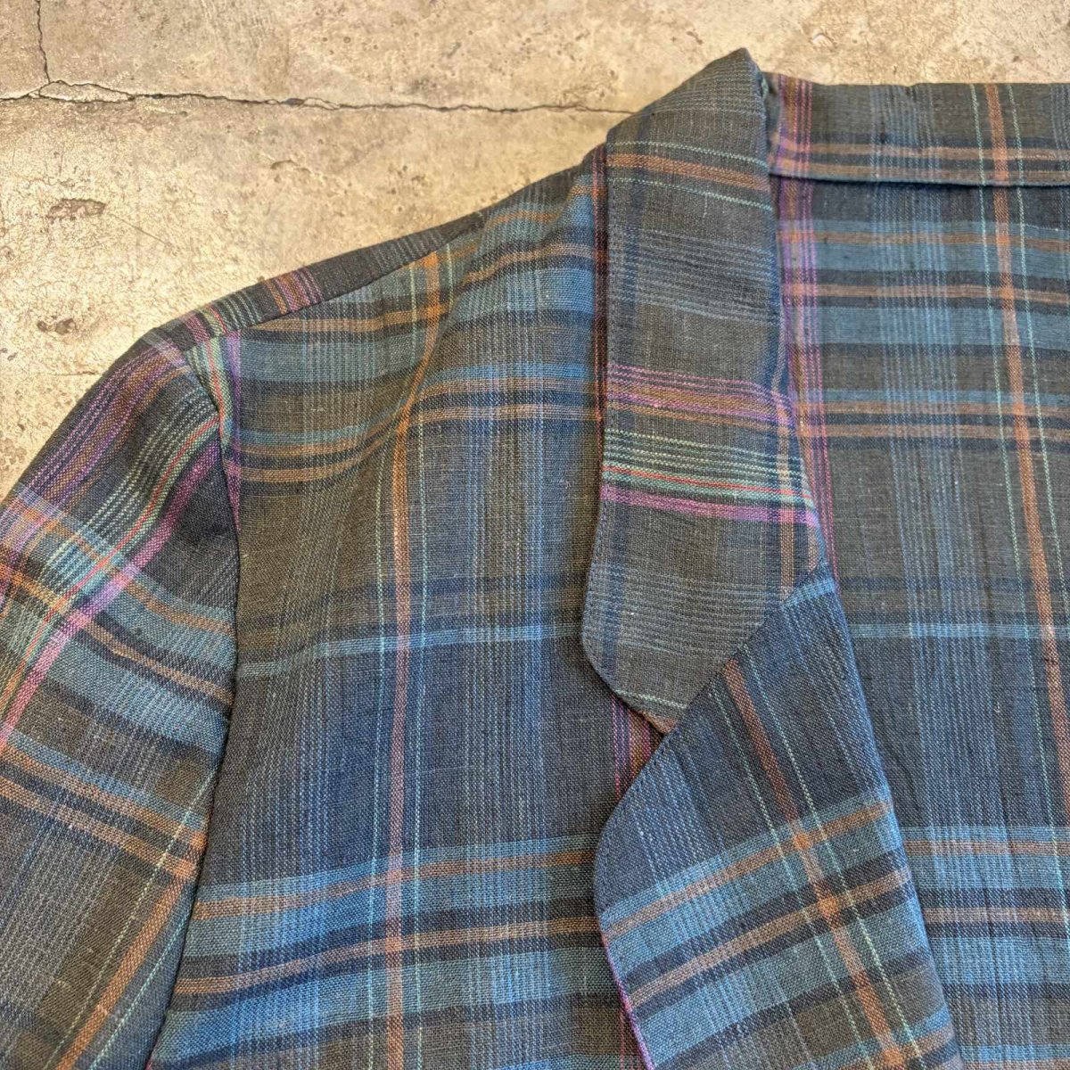 画像6: COLOR CHECK ALL OVER PATTERN LIGHT DESIGN JACKET / Ladies L (6)