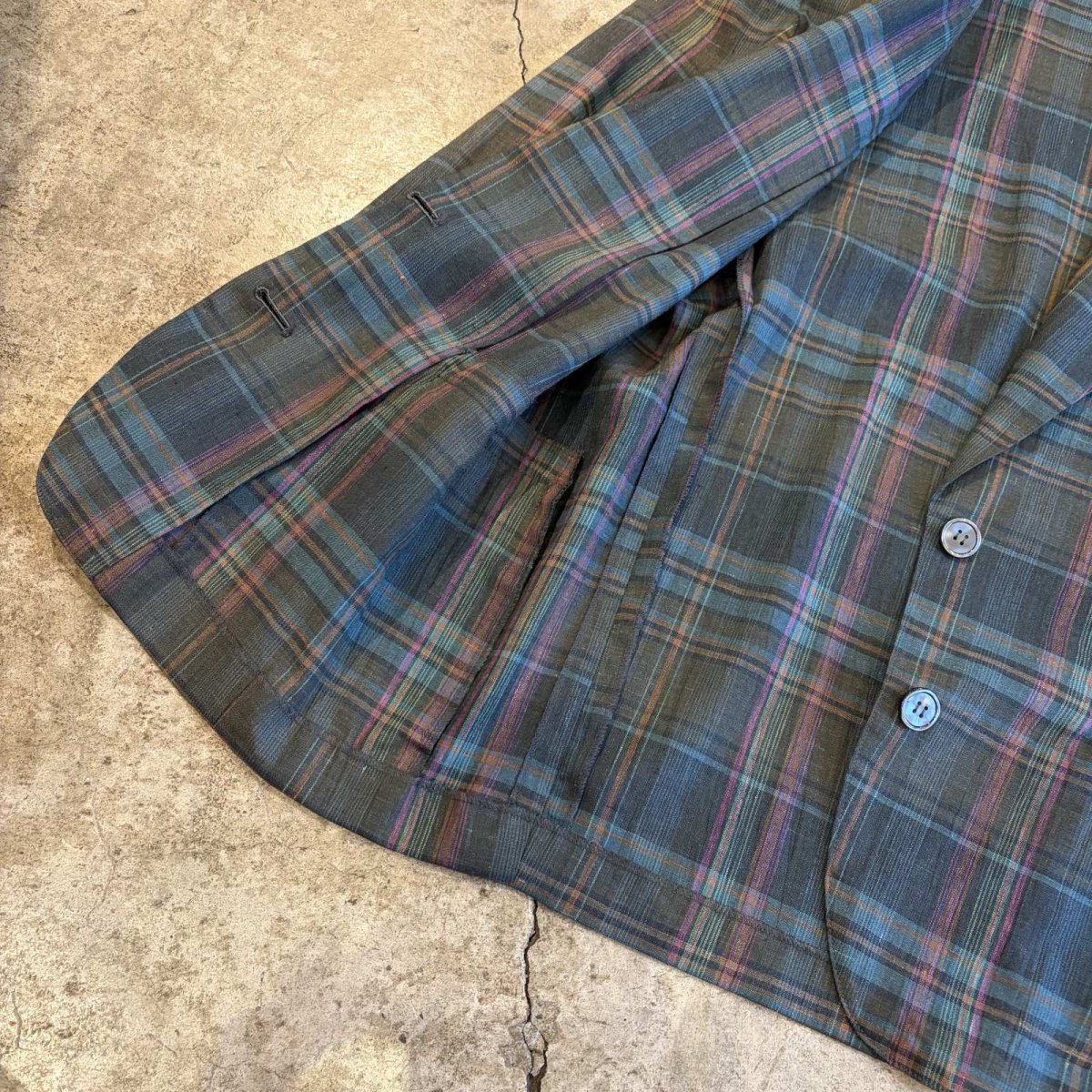 画像8: COLOR CHECK ALL OVER PATTERN LIGHT DESIGN JACKET / Ladies L (8)