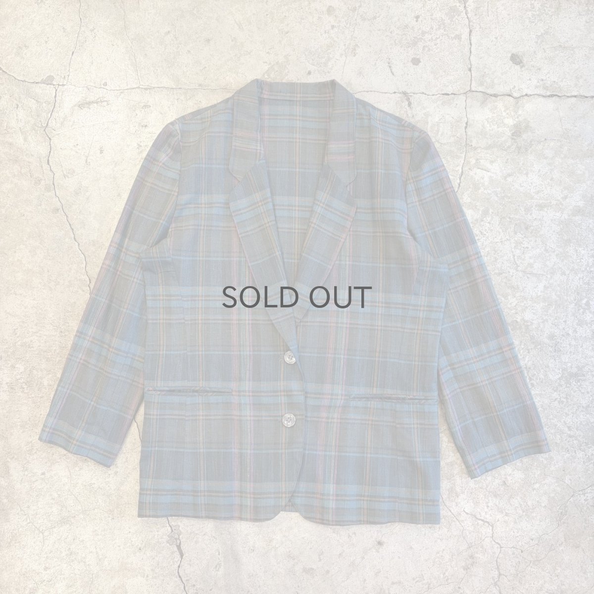 画像1: COLOR CHECK ALL OVER PATTERN LIGHT DESIGN JACKET / Ladies L (1)