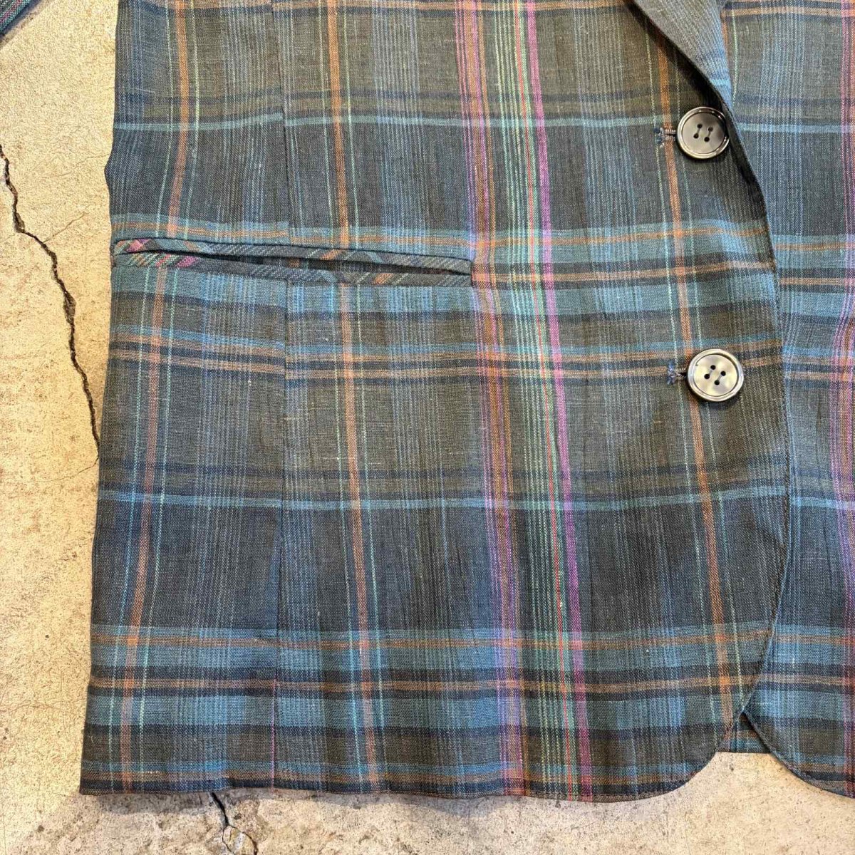 画像5: COLOR CHECK ALL OVER PATTERN LIGHT DESIGN JACKET / Ladies L (5)