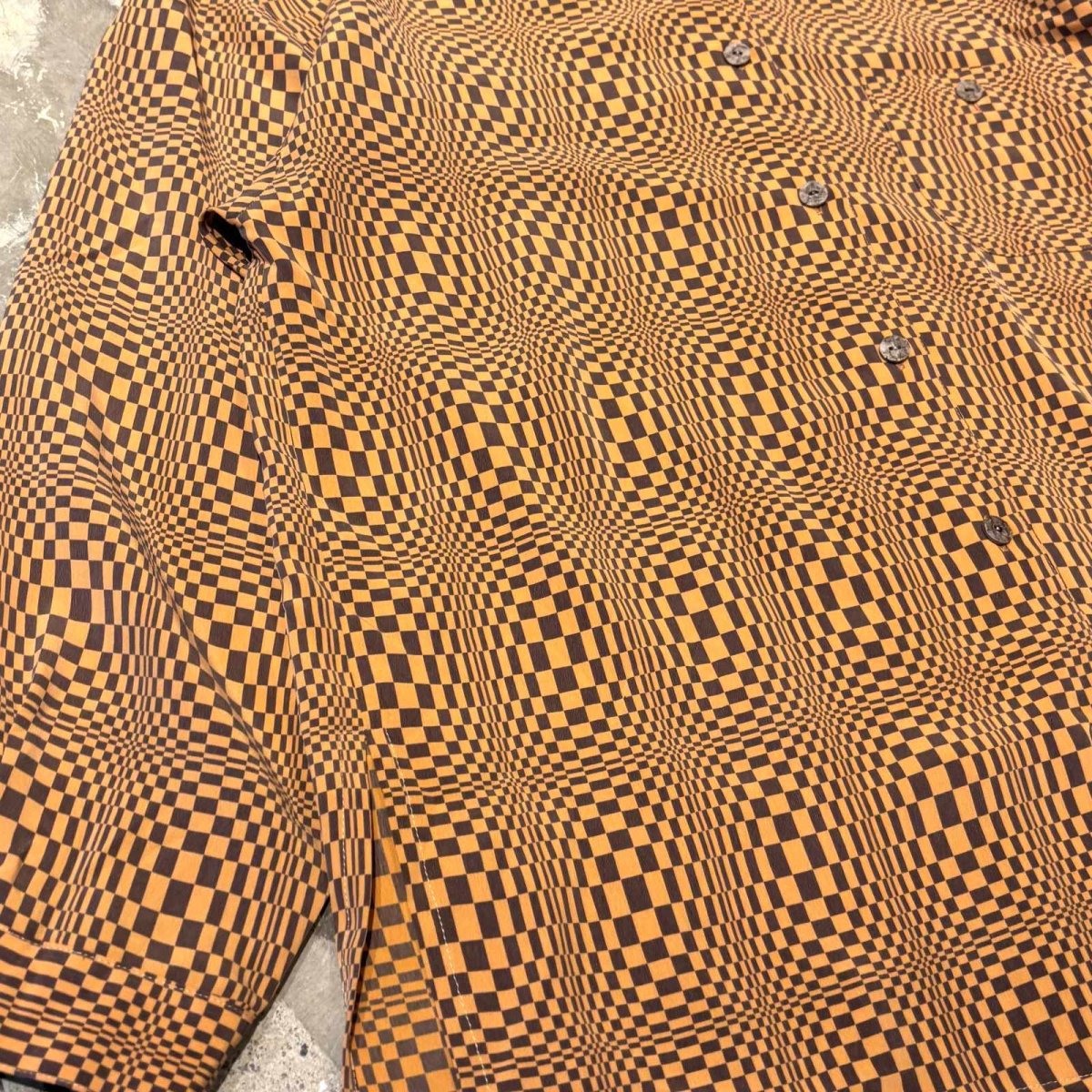 画像5: ALL OVER ARTISTIC CHECK PATTERN SILK L/S SHIRT / Mens L (5)