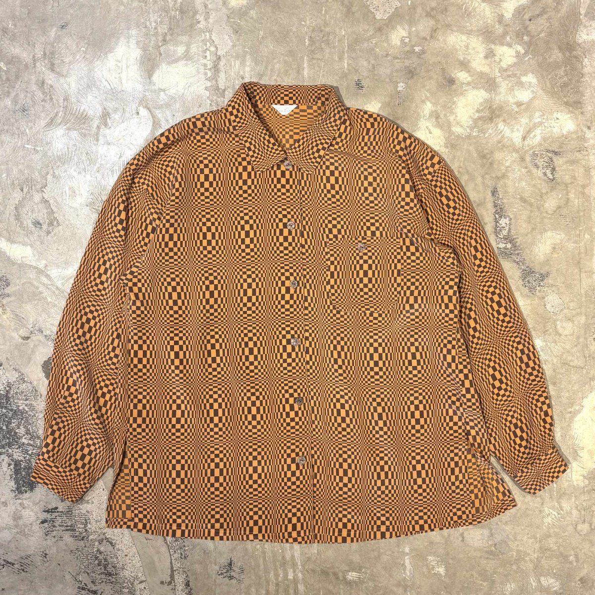 画像1: ALL OVER ARTISTIC CHECK PATTERN SILK L/S SHIRT / Mens L (1)