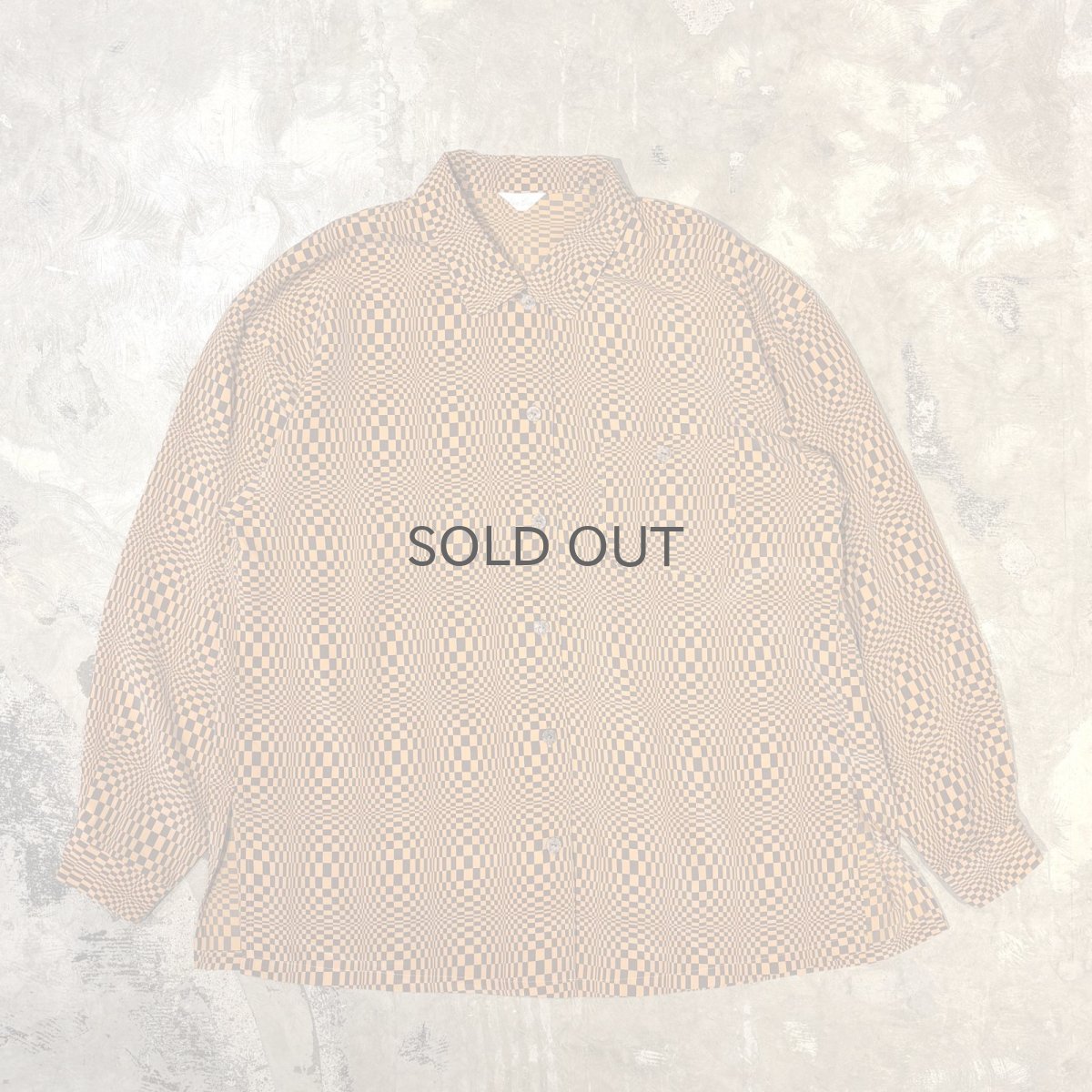 画像1: ALL OVER ARTISTIC CHECK PATTERN SILK L/S SHIRT / Mens L (1)