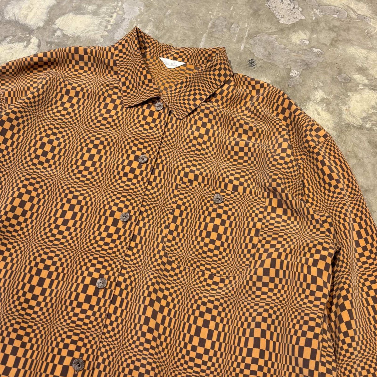 画像4: ALL OVER ARTISTIC CHECK PATTERN SILK L/S SHIRT / Mens L (4)