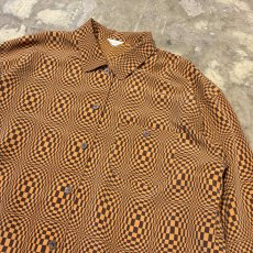 画像4: ALL OVER ARTISTIC CHECK PATTERN SILK L/S SHIRT / Mens L (4)