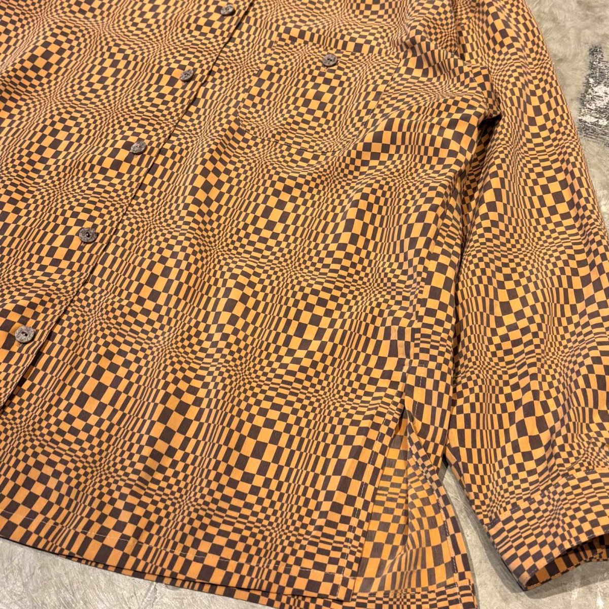 画像6: ALL OVER ARTISTIC CHECK PATTERN SILK L/S SHIRT / Mens L (6)