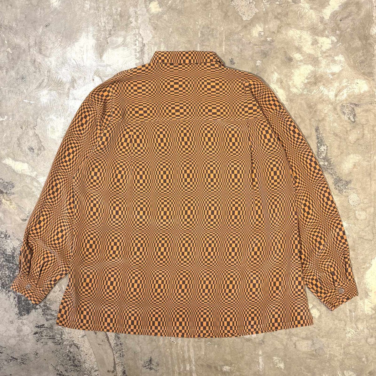 画像2: ALL OVER ARTISTIC CHECK PATTERN SILK L/S SHIRT / Mens L (2)