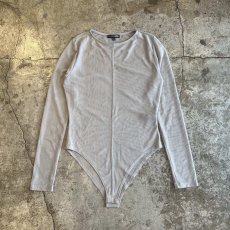 画像1: GREY COLOR MESH DESIGN L/S HEM BODY SUIT TOPS / Ladies M(L) (1)