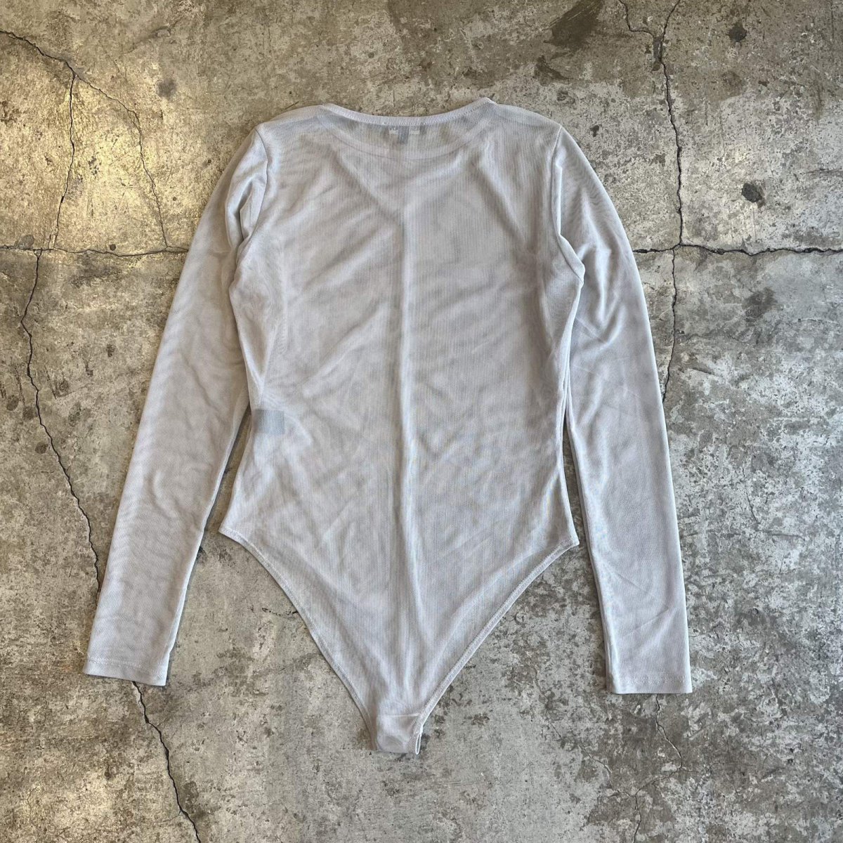画像2: GREY COLOR MESH DESIGN L/S HEM BODY SUIT TOPS / Ladies M(L) (2)
